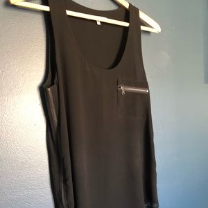 Black sleeveless top with zipper detailing